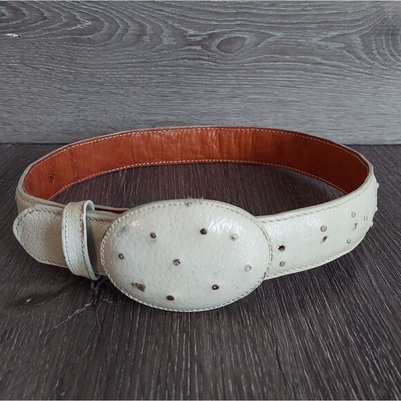 Ostrich Print Leather Belt Size 26 - Picture 1 of 6
